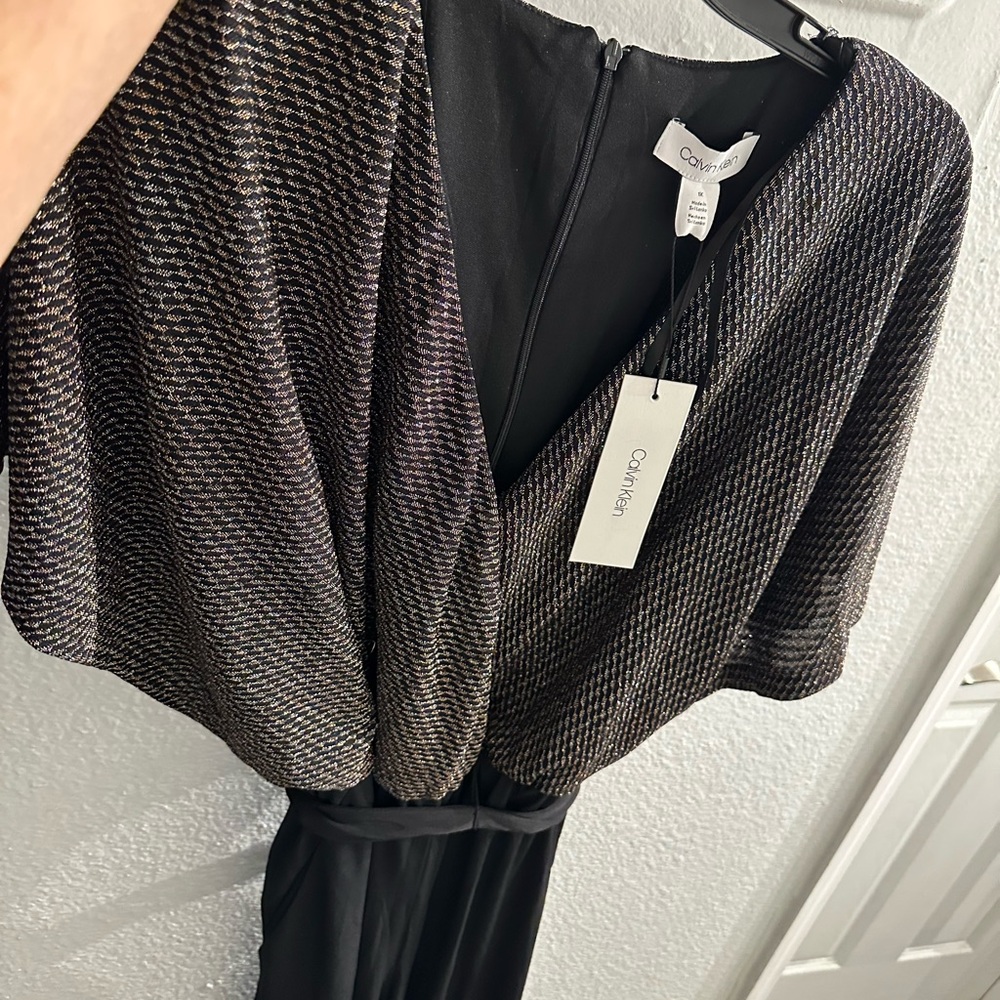 Calvin Klein Black and Silver Textured jumpsuit NEW - Picture 3 of 4